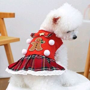 Plaid Gingerbread Fancy Pet Dress
